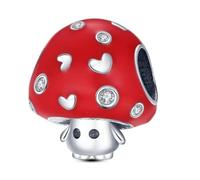 Unicorn Wedding Engagement Love Heart Dog Coffee Mushroom Mum Charm Bead Pendant 925 Sterling Silver Compatible With Pandora Charm Moments Bracelet (Toadstool Mushroom Heart)