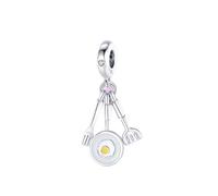 Unicorn Wedding Engagement Love Heart Dog Coffee Mushroom Mum Charm Bead Pendant 925 Sterling Silver Compatible With Pandora Charm Moments Bracelet (Breakfast Cook Chef Frying Pan Egg)