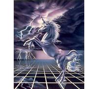 Unicorn White Lightning Mythical Rearing Horse Kids Room Wall Decor Art Print Poster (16x20)