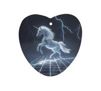 Unicorn White Thundering Mythical Rearing Horse Car Air Freshener Hanging Aromatherapy Tablets Car Accessories Rearview Mirror Pendant Decor