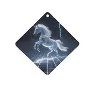 Unicorn White Thundering Mythical Rearing Horse Car Air Freshener Hanging Aromatherapy Tablets Car Accessories Rearview Mirror Pendant Decor