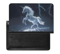 Unicorn White Thundering Mythical Rearing Horse Passport Holder Cover PU Leather Passport Wallet Organizer Protector Slim Travel Accessories