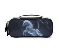 Unicorn White Thundering Mythical Rearing Horse Pencil Case Portable Makeup Bag Organizer Pencil Pouch Cosmetic Bags for Women