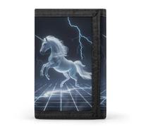 Unicorn White Thundering Mythical Rearing Horse Trifold Wallets Slim Coin Purse Credit Card Holder Wallet Money Clip for Women Men