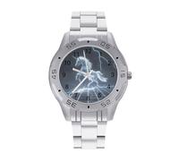 Unicorn White Thundering Mythical Rearing Horse Watches for Men Business Dress Watch Analog Quartz Wristwatch Stainless Steel Band