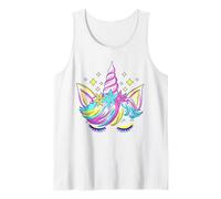 Unicorn with Flowers and Leaves - Minimalist Art Tank Top