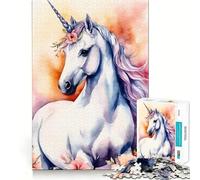 Unicorn with Flowers Jigsaw 1000 Pieces Memory Skill Fun Smooth Edge Perfect Interlock Fun-filled Way to Fill Empty Hours (50x75cm)