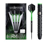 Unicorn Darts Set | Wraith | 90% Tungsten Barrels with Complex Milled Grip | Durable 100 Micron Ultrafly Flights | Black Steel Tip Volute Points | 23 g