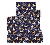 Unicorn Wrapping Paper - 6 Sheets Gift Wrap for Girls Kids Women - Magical Horses Stars and Flowers - For Birthday Baby Shower Wedding Christmas Party - Comes with Tags by Central 23