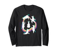 Unicorn Yoga Sun Salutation Poses Rainbow Meme Long Sleeve T-Shirt