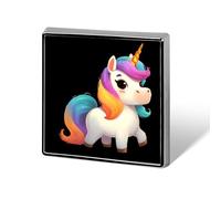 Unicorn1 with Rainbow Mane And Tail Round Brooch Pin Lapel Pins Tie Suit Dress Accessories Wedding Birthday for Men Women