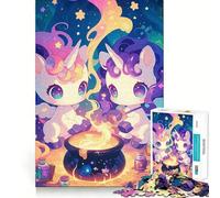 Unicorns Brewing Potion Jigsaw 1000 Pieces Memory Skill Fun Smooth Edge Perfect Interlock Fun-filled Way to Fill Empty Hours (50x75cm)
