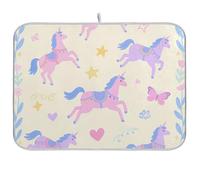 Unicorns Bright Pattern Dish Mat Absorbent Dish Drying Mat Washable Dry Dish Mat Kitchen Countertop Gadgets Medium 40cm x 45cm