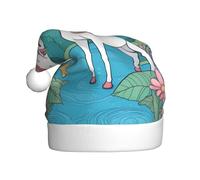Unicorns by the river Plush Christmas Hat Comfortable Headwear for Holiday Parties and Parent Child Activities