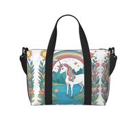 Unicorns by the river Printed Tote Travel Bag With Adjustable Shoulder Strap Suitable For Travel And Sports