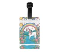Unicorns by the River Travel Printed PVC Luggage Tag Anti Lost Label with Removable Wristband Portable Bag Accessory