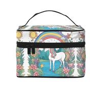 Unicorns by the river Women's Large Capacity Makeup Bag, Portable Travel Makeup Bag, (9x6.5x6.2 inches) Girls Large Makeup Bag Storage Bag