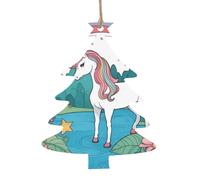 Unicorns by the river Wooden Christmas Tree Shape Ornaments 6 PCS Suitable For Hanging On Walls Doors And Windows
