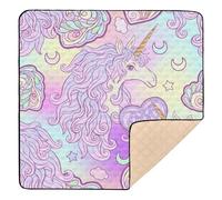 Unicorns Cute Beautiful Purple Girl Large Sturdy Baby Play Mat for Indoor Outdoor Lightweight Baby Kick Crawling Mat for Baby Toddler Infant, 50'' x 50''