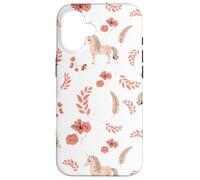 Unicorns Design, Pink Floral, Cute Animal Art, Magical Case for iPhone 16