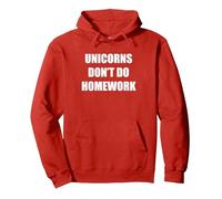 Unicorns Don'T Do Homework Pullover Hoodie, Adult Unisex, Red, L