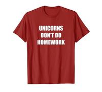 Unicorns Don't Do Homework T-Shirt, Men, Cranberry Red, XX-Large