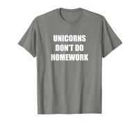 Unicorns Don't Do Homework T-Shirt, Men, Olive Heather, X-Large