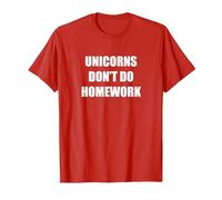 Unicorns Don't Do Homework T-Shirt, Men, Red, XL