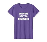 Unicorns Don't Do Homework T-Shirt, Women, Purple Heather, Medium