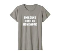 Unicorns Don't Do Homework T-Shirt, Women, Slate Grey, Large