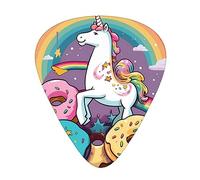 Unicorns Doughnut Rainbow 12 Pack Guitar Plectrums With Storage Case, 0.46/0.71/0.96mm, Including Thin, Medium Thick Guitar Plectrums For Electric Guitars Bass Ukulele