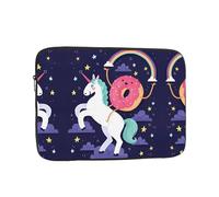 Unicorns Doughnut Rainbow Patterned 10 inch computer bag, portable computer storage bag, suitable for business trips and commuting