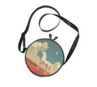 unicorns Fantasy Style Round Black Crossbody Bag for Womens Fashion with Adjustable Strap Side Bags Have a meal Canvas Messenger Purse