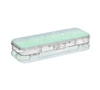 unicorns Green Gradient Starry Glitter Designed Plastic Box For Pencils 2 Layer Hard Boxes Pens Case For Craft Art With Snap And Lid