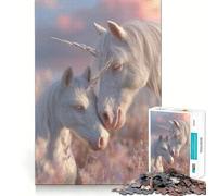 Unicorns in A Pastel Meadow Jigsaw Puzzle 1000 Piece Creative Skill Toy Clean Cut Sturdy Components Travel-friendly Brain Game Gift (38x52cm)