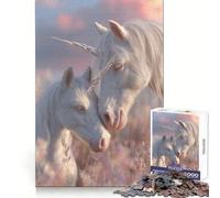 Unicorns in A Pastel Meadow Jigsaw Puzzles for Adults1000 Piece Mind Training Cozy Downtime Laser Cut Joyful Xmas (38x26cm)