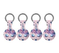 Unicorns Magic Eyes Eyelashes Keychain Holder Case Compatible with AirTag Waterproof Silicone Shell Protective Case 4PCS