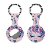 Unicorns Magic Eyes Eyelashes Keychain Holder Case Compatible with AirTag Waterproof Silicone Shell Protective Case 1PCS