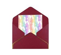 Unicorns On Colorful Stripes Greetings Card Birthday Card Happy Christmas Halloween Envelopes Blank Cards All Occasions