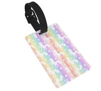 Unicorns On Colorful Stripes Luggage Tags Suitcases Handbag Tag Labels with Name Id Quickly Identify Travel Essential