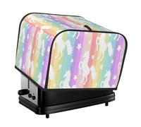 Unicorns On Colorful Stripes Print 4-Slice Toaster Cover Kitchen Accessory Appliance Protector Daily Use Waterproof