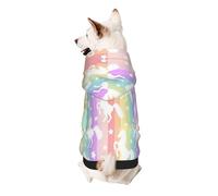 Unicorns On Colorful Stripes Print Dog Hoodie For Small Dogs, Warm, Soft, And Breathable Sweatshirt, Easy To Wear Jumper, Pet Winter Weather Coat Pullover