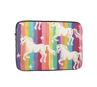 Unicorns On Colorful Stripes Print Laptop Sleeve, Compact Portable Protection for 17 inch Devices, Pad Tablet, Work, Travel & Office Use
