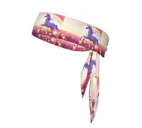 Unicorns On Colorful Stripes Print Men And Womendouble-Sided Headscarf,Moisture-Wicking Sports Headband,Running,Football And Track And Field
