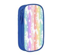Unicorns On Colorful Stripes Print Practical Pencil Case Multi-Compartment Office Travel School Art Daily Supplies