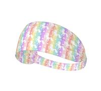 Unicorns On Colorful Stripes Printed Athletic Head Wrap, Non Slip Hair Band, Keeps Sweat Out of Eyes for Yoga Gym Workout