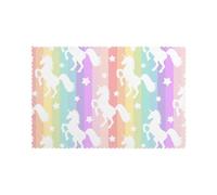 Unicorns On Colorful Stripes Printed Placemats Set of 6Pcs Washable Place Mats for Kitchen Table Heat-resistand Table Mats 45x30 CM