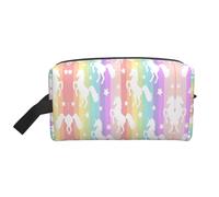 Unicorns On Colorful Stripes Storage Bag Toiletry Bag Travel Bag Cute Cosmetic Bag Makeup Accessories