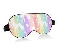 Unicorns On Rainbow Stripes Bird Eye Fabric Sleep Mask, Blindfold, Super Smooth Eye Mask