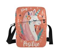 unicorns Orange Stay Positive messenger bags mens shoulder bag Women's Cross Body Purse Adjustable Strap for School Shopping